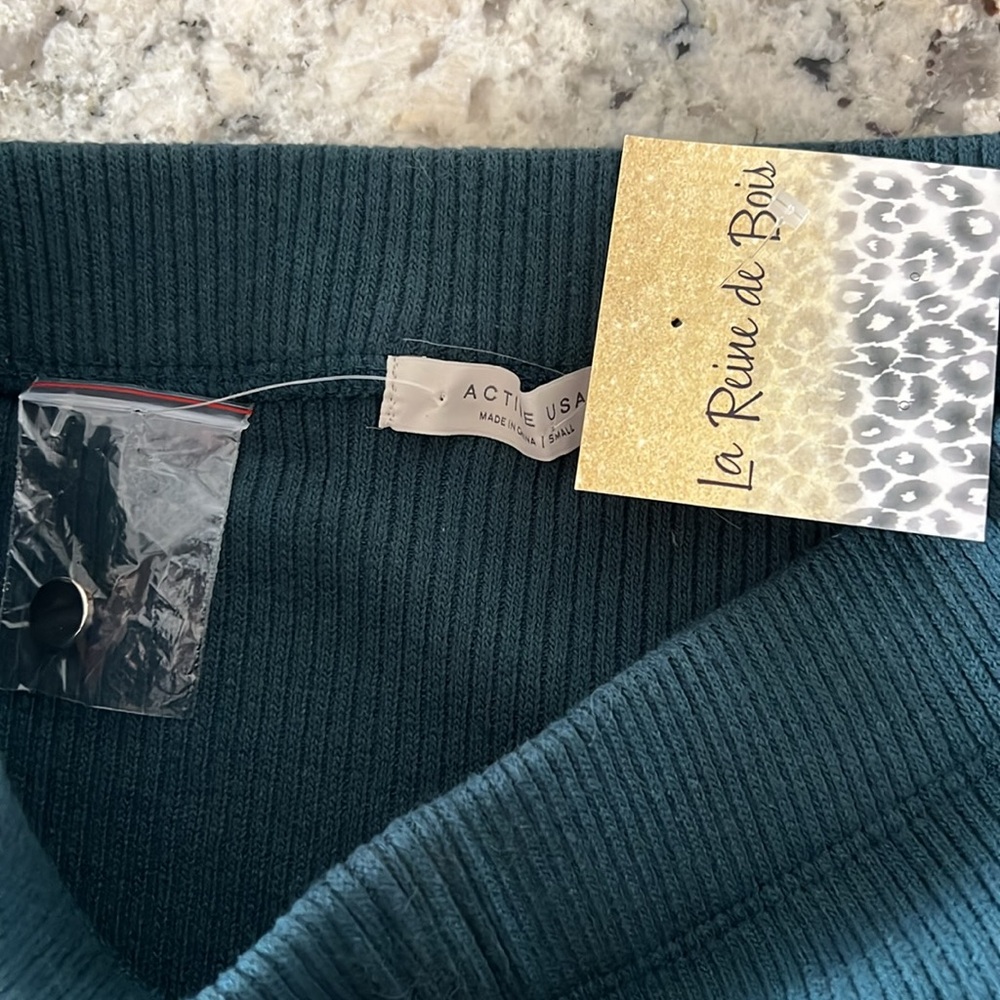 Teal Button-Front Ribbed Skirt - Picture 3 of 3